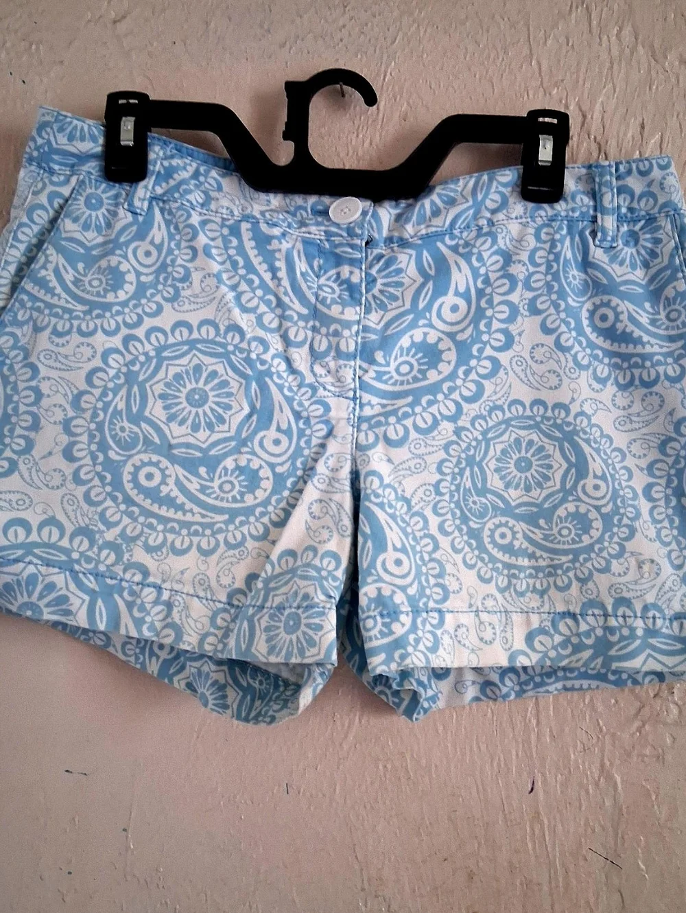 LOFT Paisley Shorts Size 8 Blue White Preppy Summer Coastal Chic EUC - Picture 2 of 4